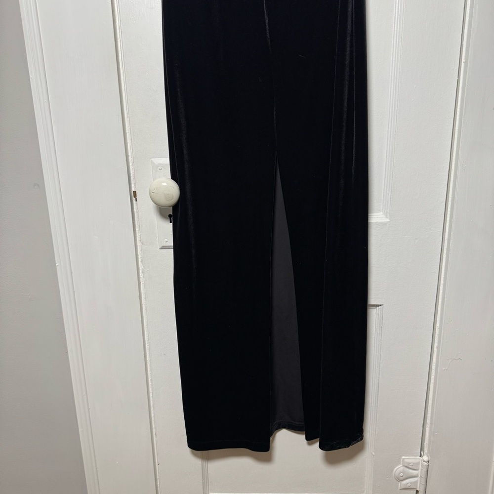 Vintage Marina Elegant Black Sleeveless Velvet Formal Beaded Dress Size 8 - Picture 9 of 11